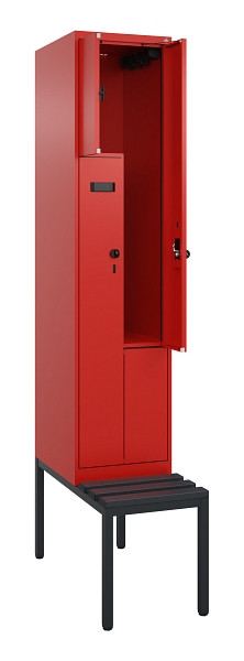 C+P Z-Spind Evolo PLUS, Bank, 2 Fächer, 2120x400x815mm, 3020/3020, Drehriegel, Sitzfläche Kunststoff, Sitzbank, 0490537-122 S10085
