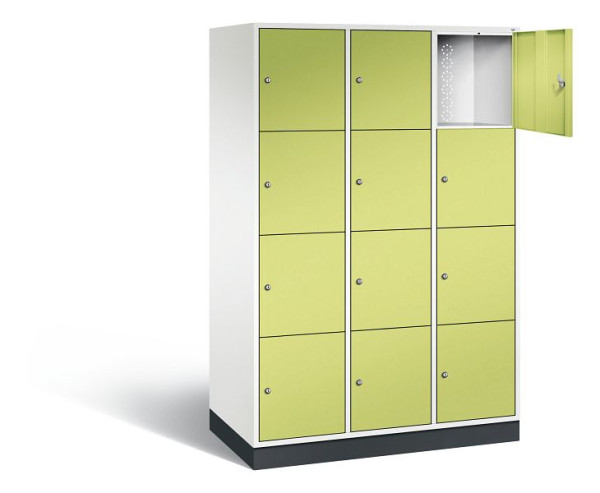C+P XL-Schließfachschrank Intro, H1950xB1220xT590mm, Farbe: Verkehrsweiß / Viridingrün, 8470-303 S10096