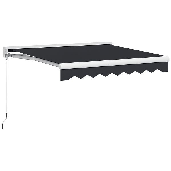 Outsunny Markise, elektrisch/manuell ausfahrbar, Halbkassette, Fernbedienung, Aluminiumrahmen, 2,5 x 2 m, Grau, 840-256V90GY
