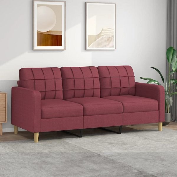 vidaXL 3-Sitzer-Sofa Weinrot 180 cm Stoff, 359105, 8721012138315