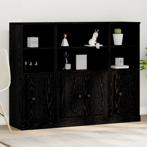 vidaXL Highboard Schwarz Eiche 132x35,5x103,5 cm Holzwerkstoff, 3333077