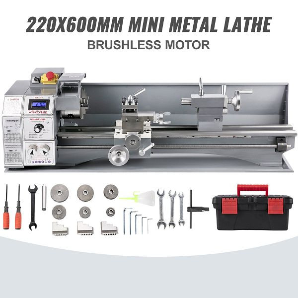 VEVOR Mini Drehbank 22 x 60 cm Metall 1,1 kW, JSMNCC220X600-001V2