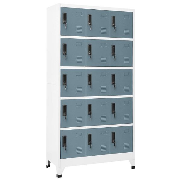 vidaXL Schließfachschrank Hellgrau und Dunkelgrau 90x40x180 cm Stahl, 339827