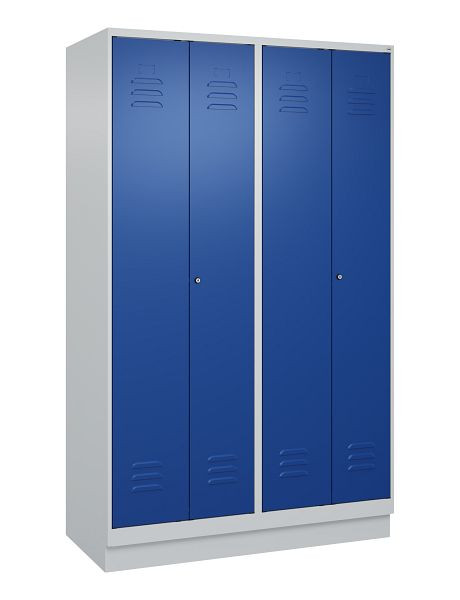 C+P Umkleidespind Classic PLUS SW, Sockel, 4 Abteile, 1950x1200x500mm, 7035/5010, Zylinderschlösser, 080022-40 S10018