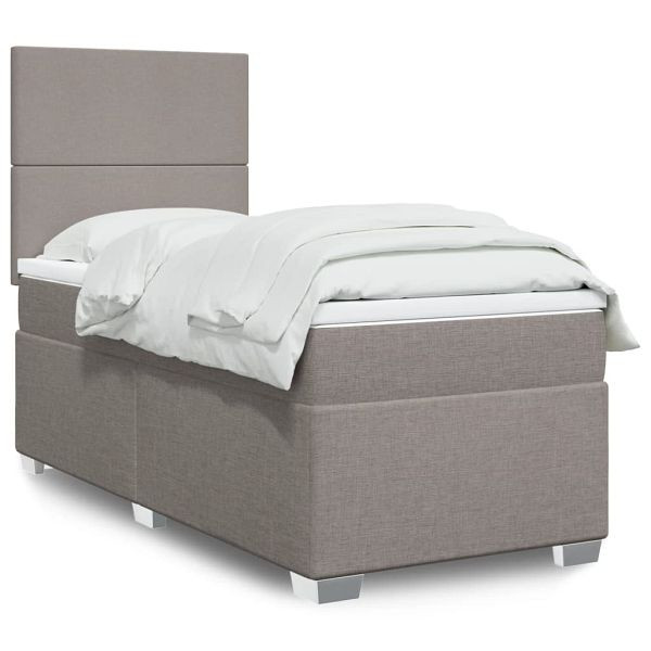 vidaXL Boxspringbett mit Matratze Taupe 90x200 cm Stoff, 3290368