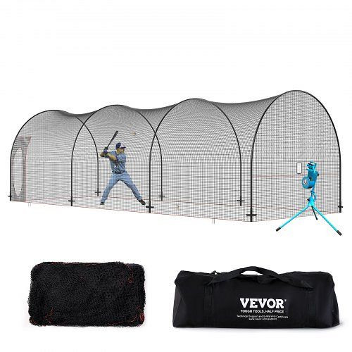 VEVOR Baseball-Schlagkäfig-Netz mit Rahmen und Netz 10 x 3,6 x 3 m, Aufstellen, für Jugendliche oder Erwachsene Schwarz Hinterhof, BYBLXWKWBLXWJPVA2V0
