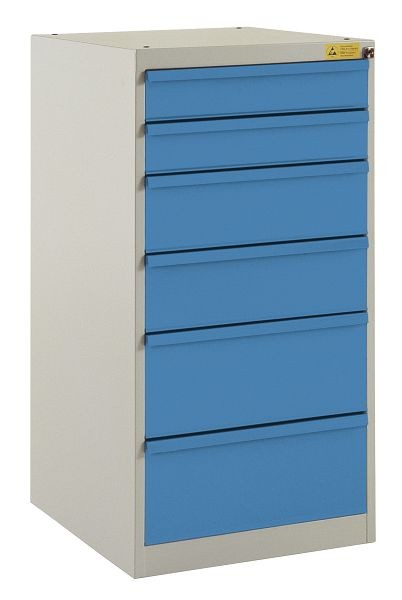 Manuflex ESD-Schubfachschrank BASETEC Stationär, Nutzhöhe 900 mm mit 6 Schubfächern, in lichtblau RAL 5012, LS1042.5012