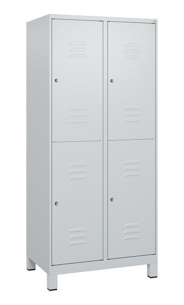C+P Doppelstöckiger Spind Classic PLUS, Füße, 2 Abteile, 1800x800x500mm, 7035/7035, Zylinderschlösser, 0803107-22 S10024