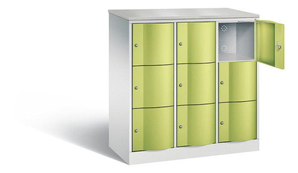 C+P Schließfachschrank Resisto, H1255xB1148xT540mm, Farbe: Lichtgrau / Viridingrün, 8573-372 S10701