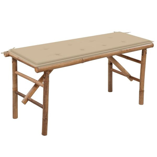 vidaXL Klappbare Gartenbank mit Auflage 118 cm Bambus, 3063852