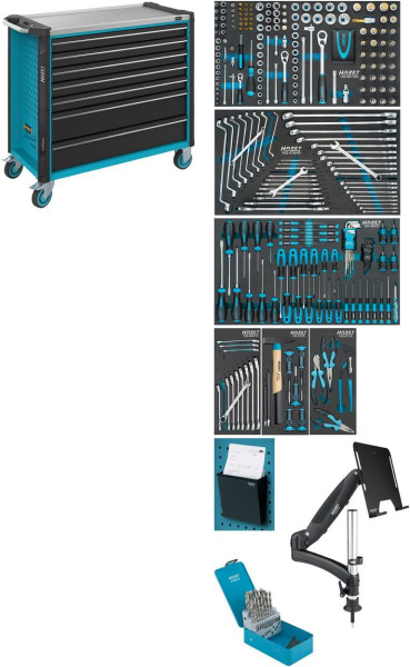 Hazet Werkstattwagen Assistent, Schubladen, flach: 5 x 81 x 870 x 398 mm, Schubladen, hoch: 2 x 166 x 870 x 398 mm, Anzahl Werkzeuge: 342, 179NXXL-7/342