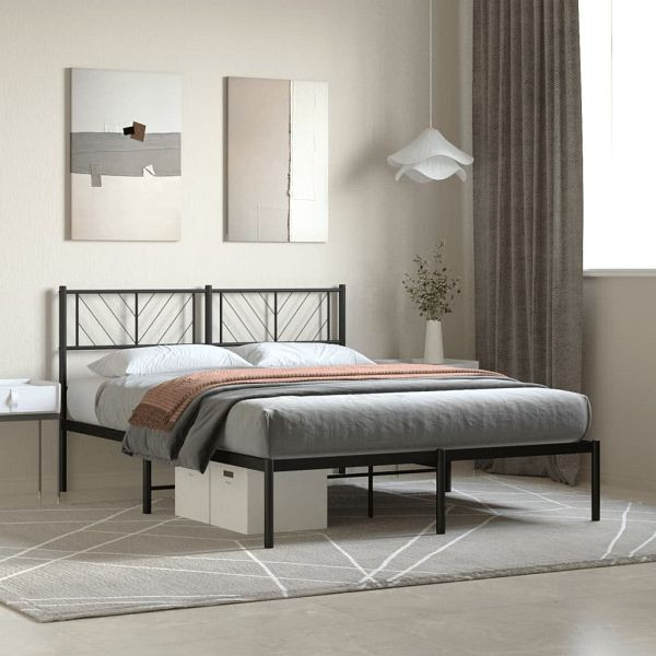 vidaXL Bettgestell mit Kopfteil Metall Schwarz 150x200 cm, 372181