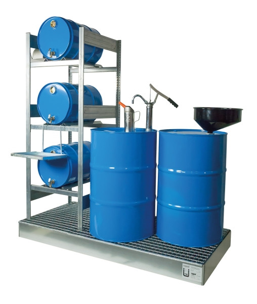 Rapid Abfüllplatz mit Auffangwanne für 3x 60 l + 2x 200 l, inkl. Handhebelpumpe, 25 078