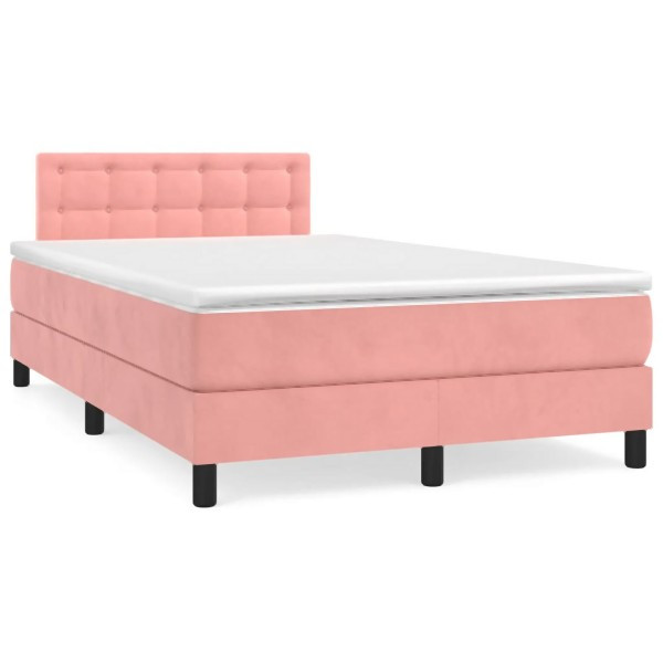 vidaXL Boxspringbett mit Matratze & LED Rosa 120x190 cm Samt, 3270182
