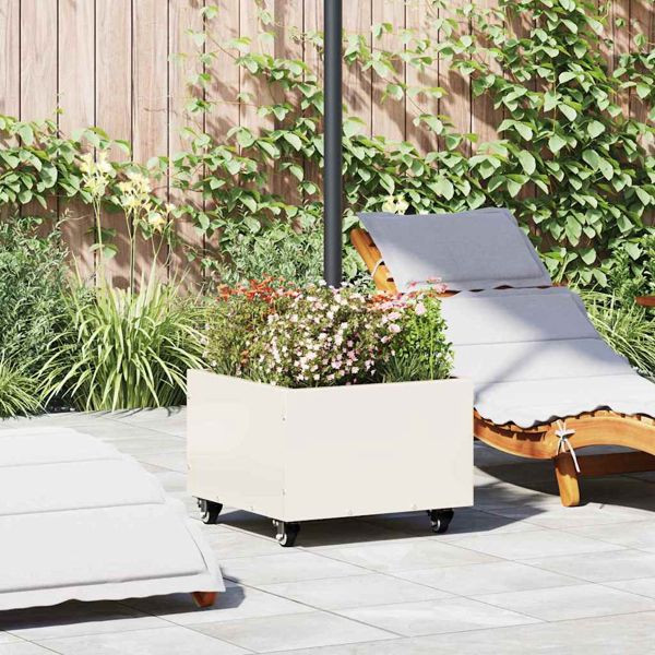 vidaXL Parasol Untergrund mit Blumenkübel Weiß 45 x 45 x 45 cm Stahl, 42010369
