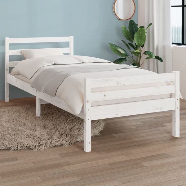 vidaXL Massivholzbett Weiß 90x200 cm, 814805