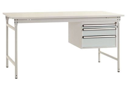 Manuflex Komplett-Beistelltisch BASIS stationär mit Melamin-Platte + Gehäuse-Unterbau, BxTxH: 1250 x 800 x 780 mm, Lichtgrau, BB5271.7035