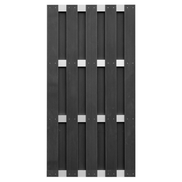 T&J ELDENA-Serie ANTHRAZIT, 90 x 180 cm, WPC-Bretterzaun, 4 Querriegel ALU hell eloxiert, 44706