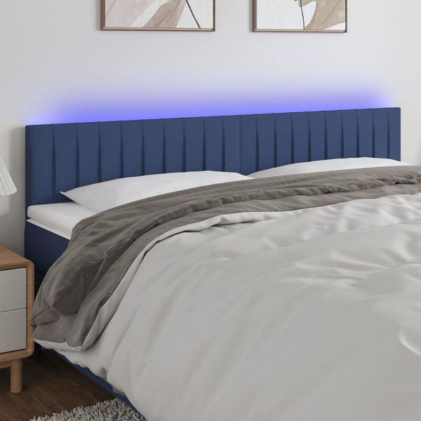 vidaXL LED Kopfteil Blau 160x5x78/88 cm Stoff, 3121862, 8720287285069