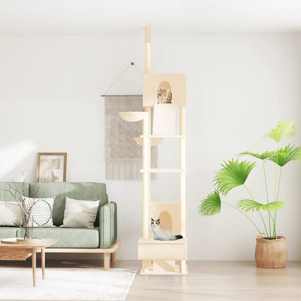 vidaXL Kratzbaum Deckenhoch Creme 277-303 cm, Holzwerkstoff, 171612