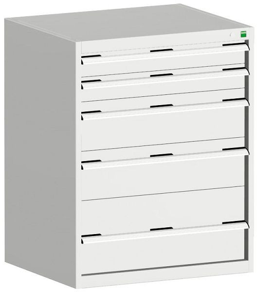 bott cubio Schubladenschrank bestückt mit 5 Schwerlastschubladen BxTxH: 800 x 750 x 1000 mm, RAL 7035, 40028018.16V