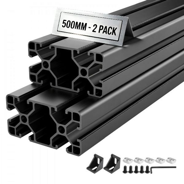 VEVOR 4080 Aluminium Profile Schwarz, 2 Stk. 50 cm, Eloxiert, T-Nut, EU-Standard, für 3D-Drucker, CNC-Werkbänke, TXOBLXCDGHS40PNS6001V0