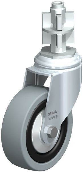 Blickle LKRA-VPA 101K-11-FA-E17 Apparate-Lenkrolle mit Expander, Vollgummi, Grau, 744126