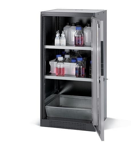 asecos Chemikalienschrank Systema CS-52RG, Korpus anthrazit, silber, 2 Einlegeböden und Bodenwanne, 202636