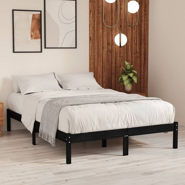 vidaXL Massivholzbett Schwarz 120x190 cm, Top-Qualität, 809991