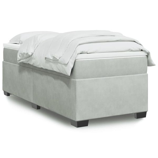vidaXL Boxspringbett mit Matratze Hellgrau 100x200 cm Samt, 3285263