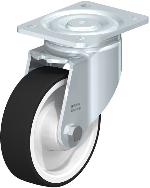 Blickle LH-POTH 150R Stahlblech-Lenkrolle, Schwerlast-Ausführung, mit Anschraubplatte, Thermoplastisches Polyurethan, Grau, 44925