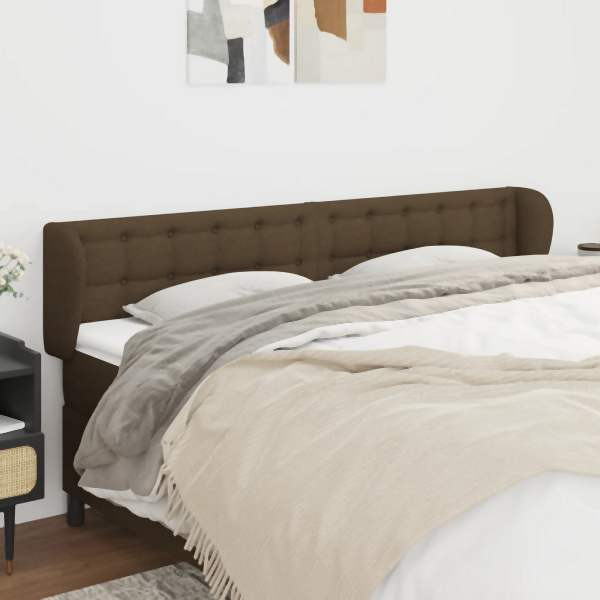 vidaXL Kopfteil mit Ohren Dunkelbraun 163x23x78/88 cm Stoff, 3117587