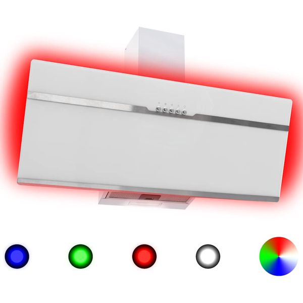 vidaXL RGB Dunstabzugshaube LED 90 cm Edelstahl und Hartglas, 51246