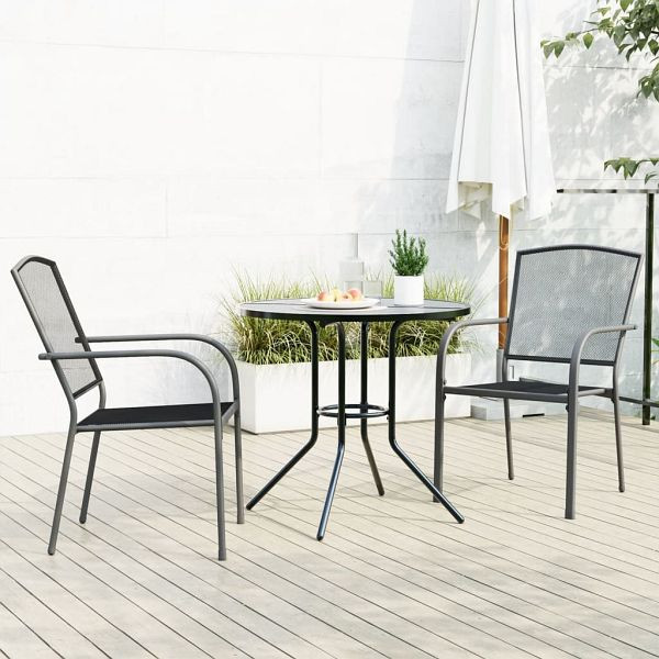 vidaXL Gartenstuhl-Set 3-tlg. Stapelbar Pulverbeschichteter Stahl, 3283756