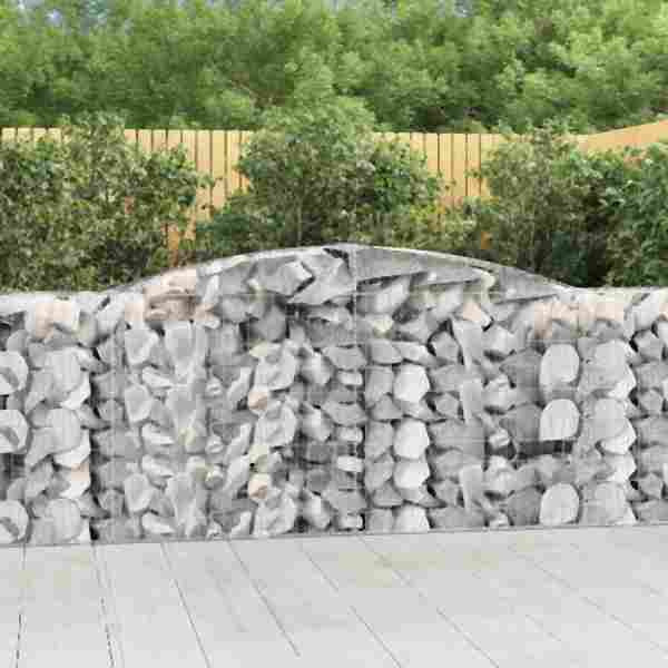 vidaXL Gabionen mit Hochbogen 3 Stück 400x50x100/120cm Verzinktes Eisen, 3146997