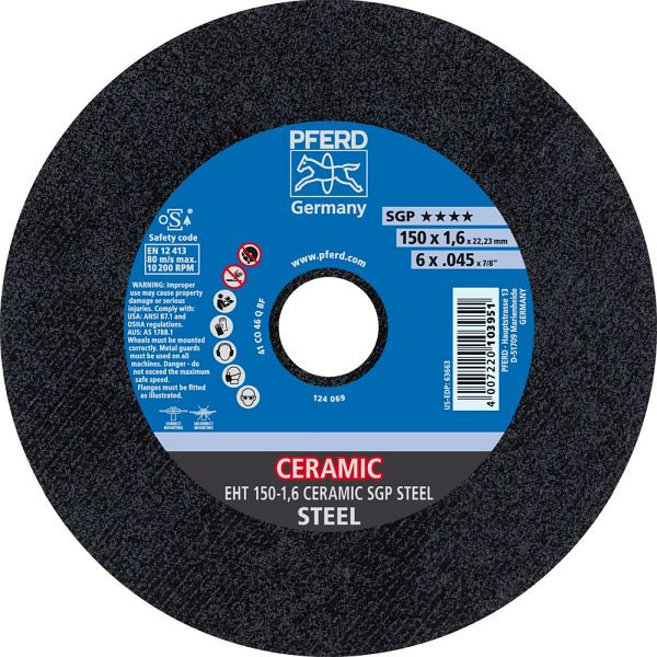 Pferd Trennscheibe EHT 150-1,6 CERAMIC SGP STEEL, VE: 25 Stück, 61315016