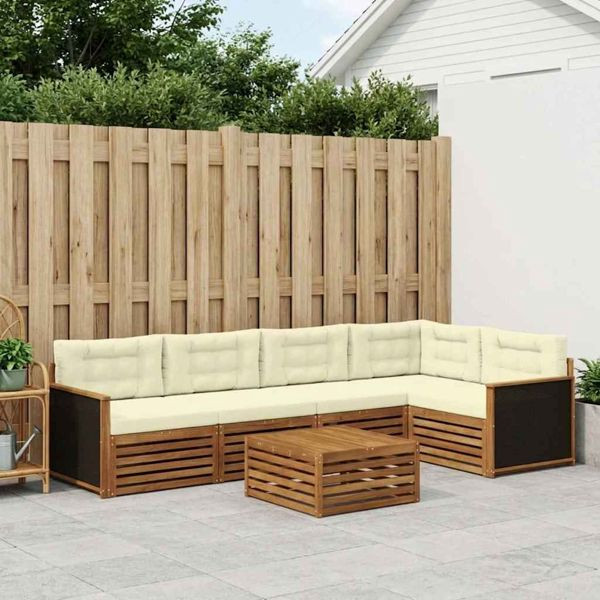 vidaXL Outdoor-Sofagarnitur 6-teilig Natur und Creme 79 x 79 x 37 cm, 3383373