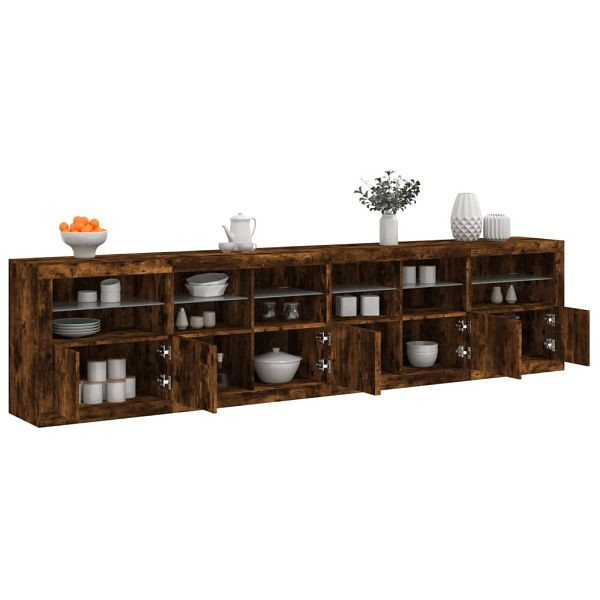 vidaXL Sideboard mit LED-Leuchten Räuchereiche 283x37x67 cm, 3209020