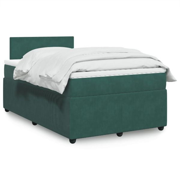 vidaXL Boxspringbett mit Matratze Dunkelgrün 120x190 cm Samt, 3289983