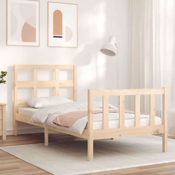 vidaXL Massivholzbett mit Kopfteil 90x200 cm, 3192996, 8720845981662