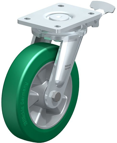 Blickle LO-ALST 200K-RI4 Stahlgeschweißte Schwerlast-Lenkrolle, Blickle Softhane®, Grün, 742972