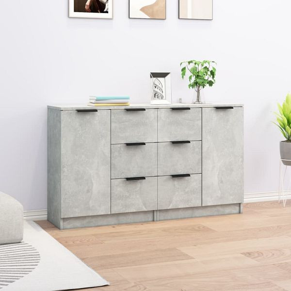 vidaXL Sideboards 2 Stück Betongrau 60x30x70 cm Holzwerkstoff, 3115791