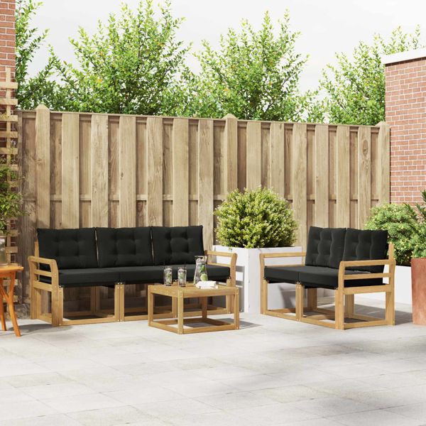 vidaXL Outdoor-Sofagarnitur mit Kissen 6-teilig Weiß und Schwarz, 3389214
