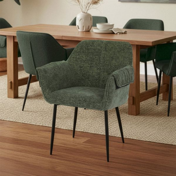 HOME DELUXE Esszimmerstuhl chenille CHENO - 1er Set Grün, 74243
