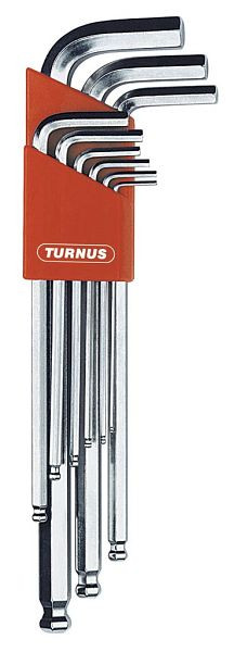 KUKKO Winkelschraubendreher mit Kugelkopf, lang im TURNUS-Halter, Kugelkopf Profil: 1,5; 2,0; 2,5; 3,0; 4,0; 5,0; 6,0; 8,0; 10,0, VE: 20 Stück, 215-003