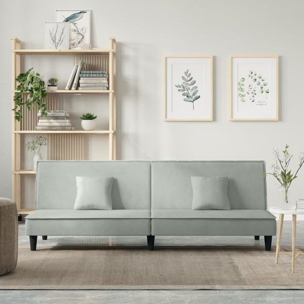 vidaXL Schlafsofa Hellgrau Samt (Polyester), Sperrholz, 351907
