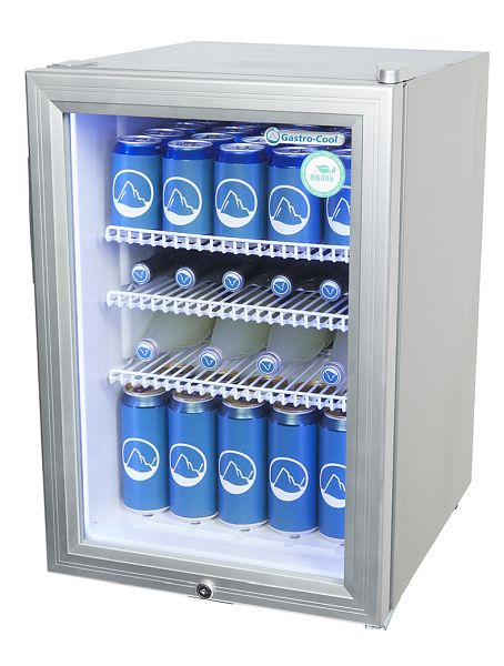 Gastro-Cool Kühlschrank - klein - Glastür - silber - LED - GCKW65