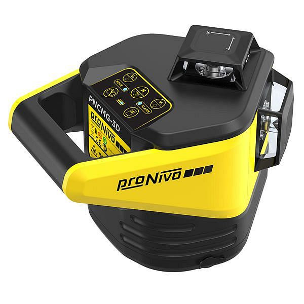 proNIVO Multi-Linienlaser PNCMG-3D, grüne Dioden, eine horizontale, 2 vertikale 360° Linien im 90° Winkel, mit Universalhandempfänger, S205-PNCMG-3D-SET