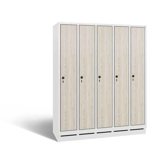 C+P Spind Evolo, 5 Abteile, H1800xB1480xT500 mm, Weiß/HPL Esche, 48020-50 S10605