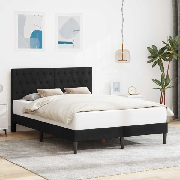 vidaXL Bettrahmen mit Kopfteil Schwarz 140 x 190 cm Samt, 42027665